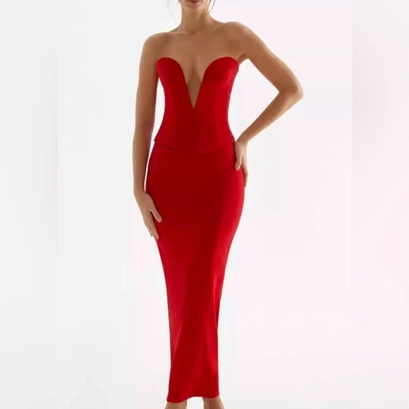 NEW House of CB Nayara skirt in Red size S - Picture 2 of 5